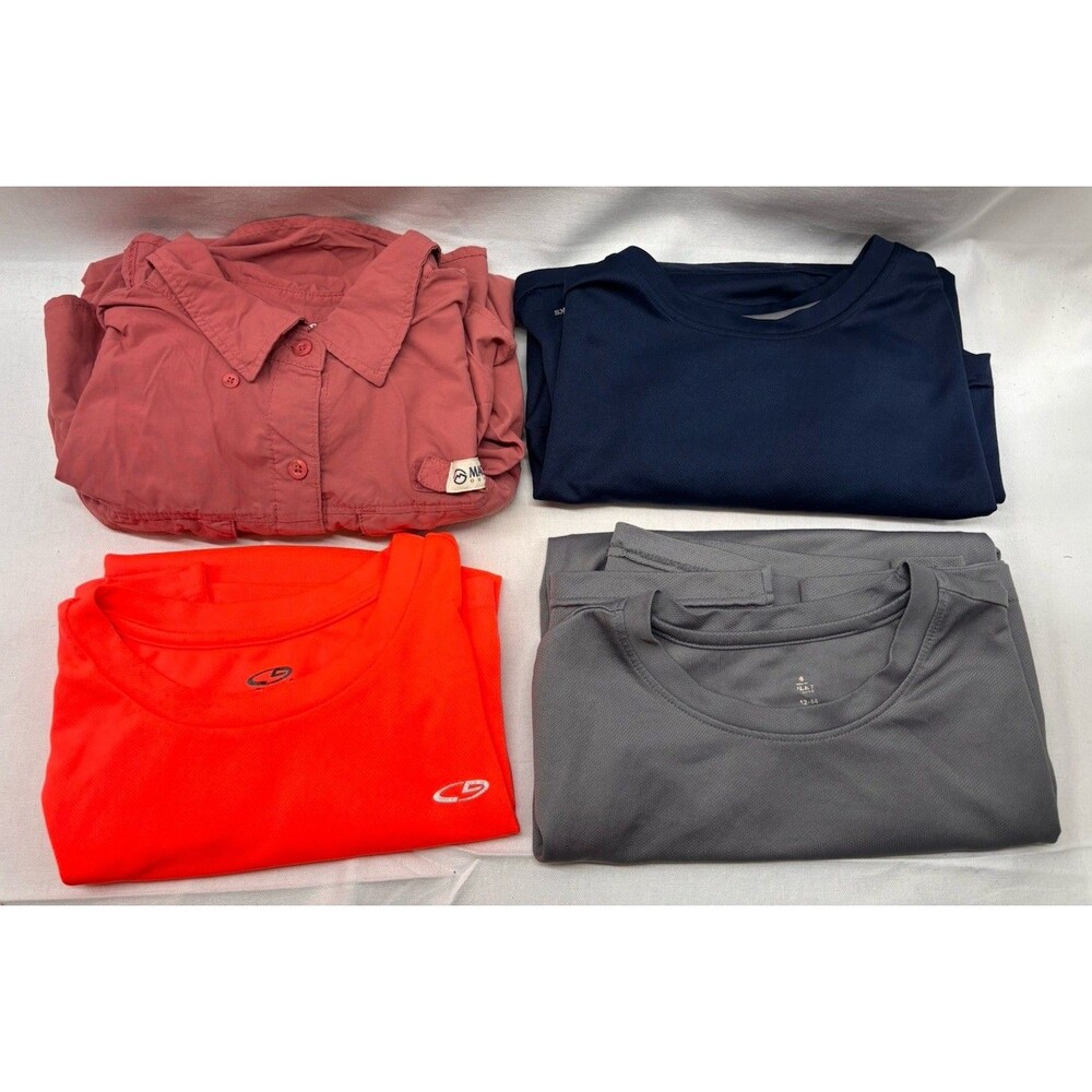 Dry Fit Quick Dry Size Large Shirts (4 pack)  Bundle Pink Blue Grey Blaze Orange